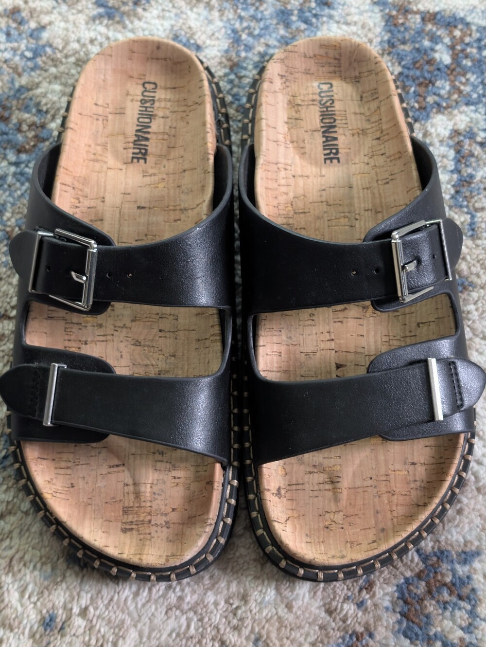 Cushionaire Charming Cork Footbed Flats Slide Strap Sandals